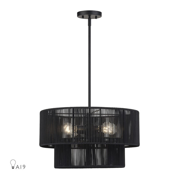 Livex Acordia 4Lt Pendant Chandelier, Black/Parisian Night Polyester - 60244-04