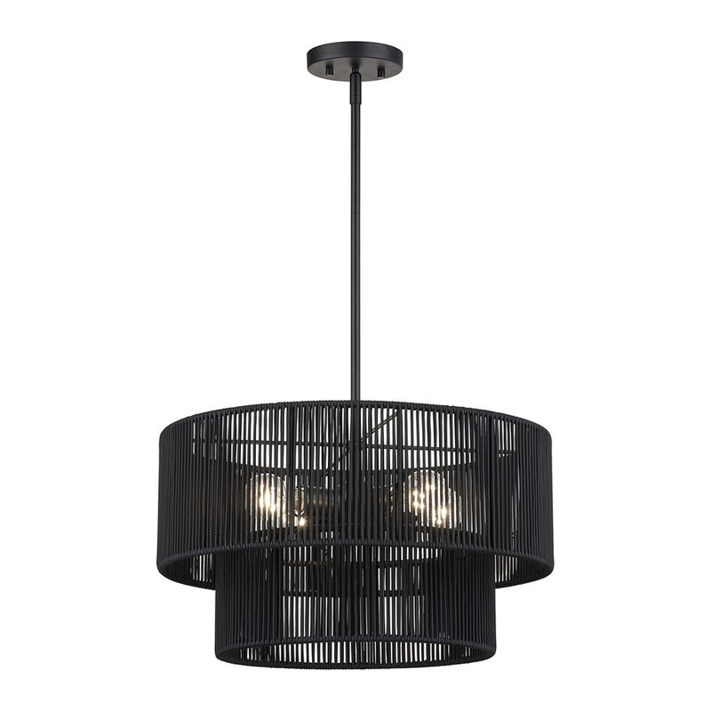 Livex Acordia 4Lt Pendant Chandelier, Black/Parisian Night Polyester