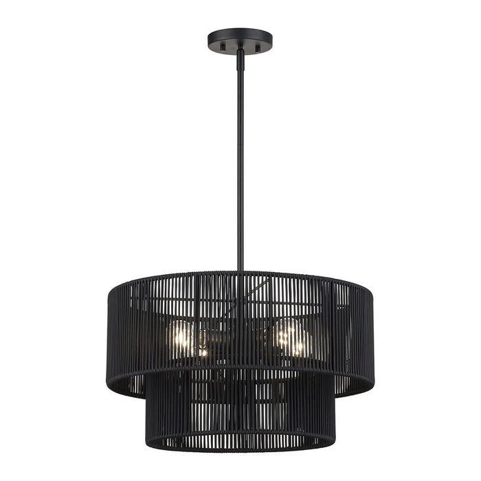 Livex Acordia 4Lt Pendant Chandelier, Black/Parisian Night Polyester