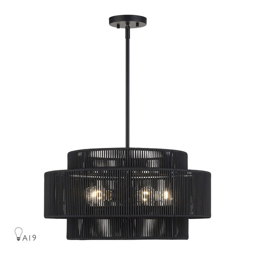 Livex Acordia 5Lt Pendant Chandelier, Black/Parisian Night Polyester - 60245-04