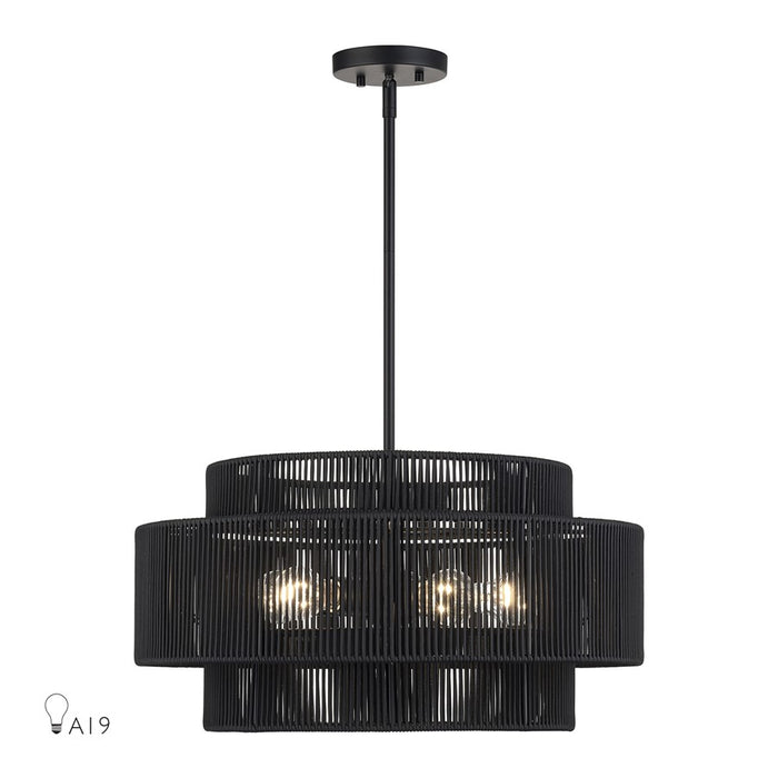Livex Acordia 5Lt Pendant Chandelier, Black/Parisian Night Polyester - 60245-04