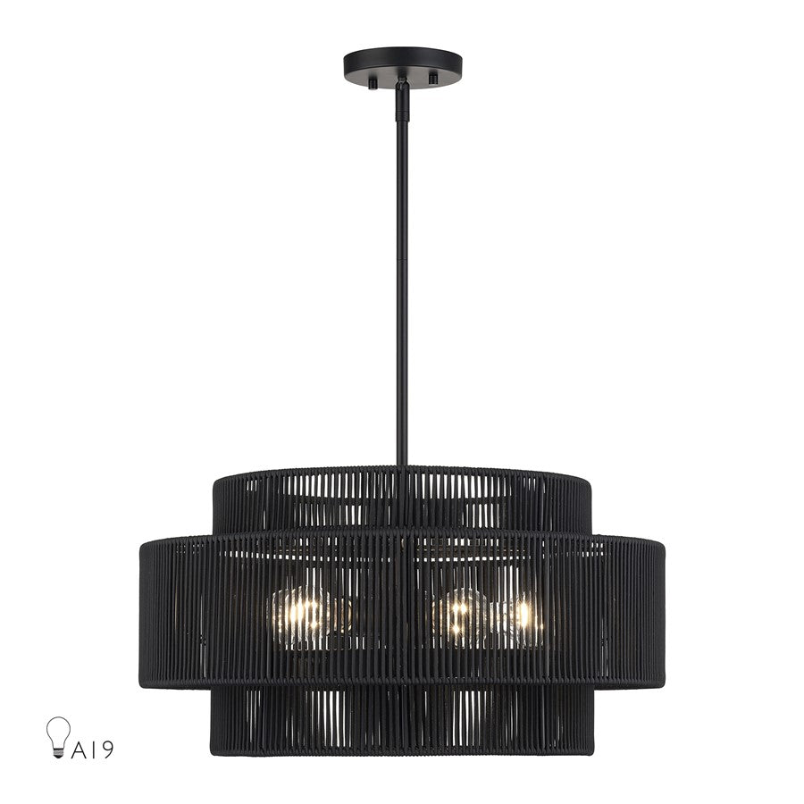 Livex Acordia 5Lt Pendant Chandelier, Black/Parisian Night Polyester - 60245-04
