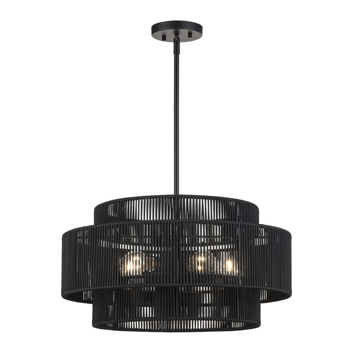 Livex Acordia 5Lt Pendant Chandelier, Black/Parisian Night Polyester