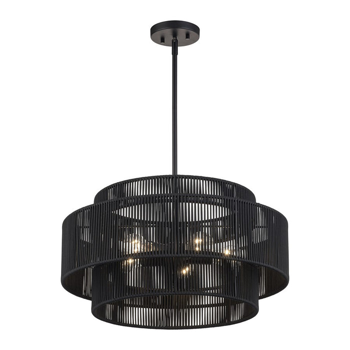 Livex Acordia 5Lt Pendant Chandelier, Black/Parisian Night Polyester