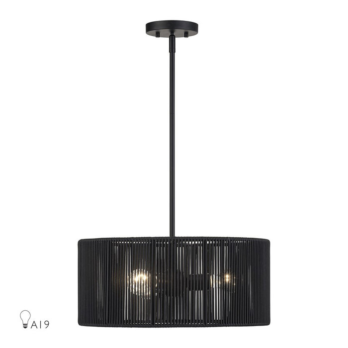 Livex Acordia 3Lt Pendant Chandelier, Black/Parisian Night Polyester - 60246-04