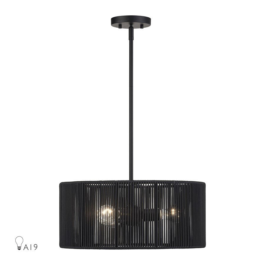 Livex Acordia 3Lt Pendant Chandelier, Black/Parisian Night Polyester - 60246-04