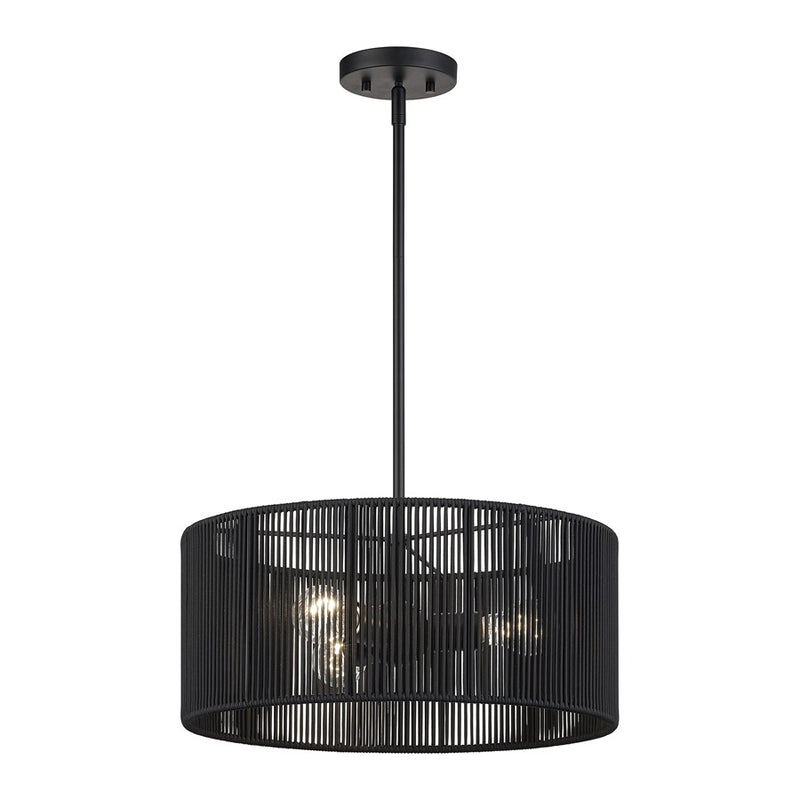 Livex Acordia 3Lt Pendant Chandelier, Black/Parisian Night Polyester