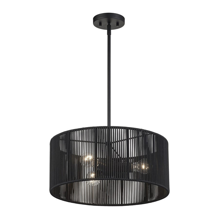 Livex Acordia 3Lt Pendant Chandelier, Black/Parisian Night Polyester