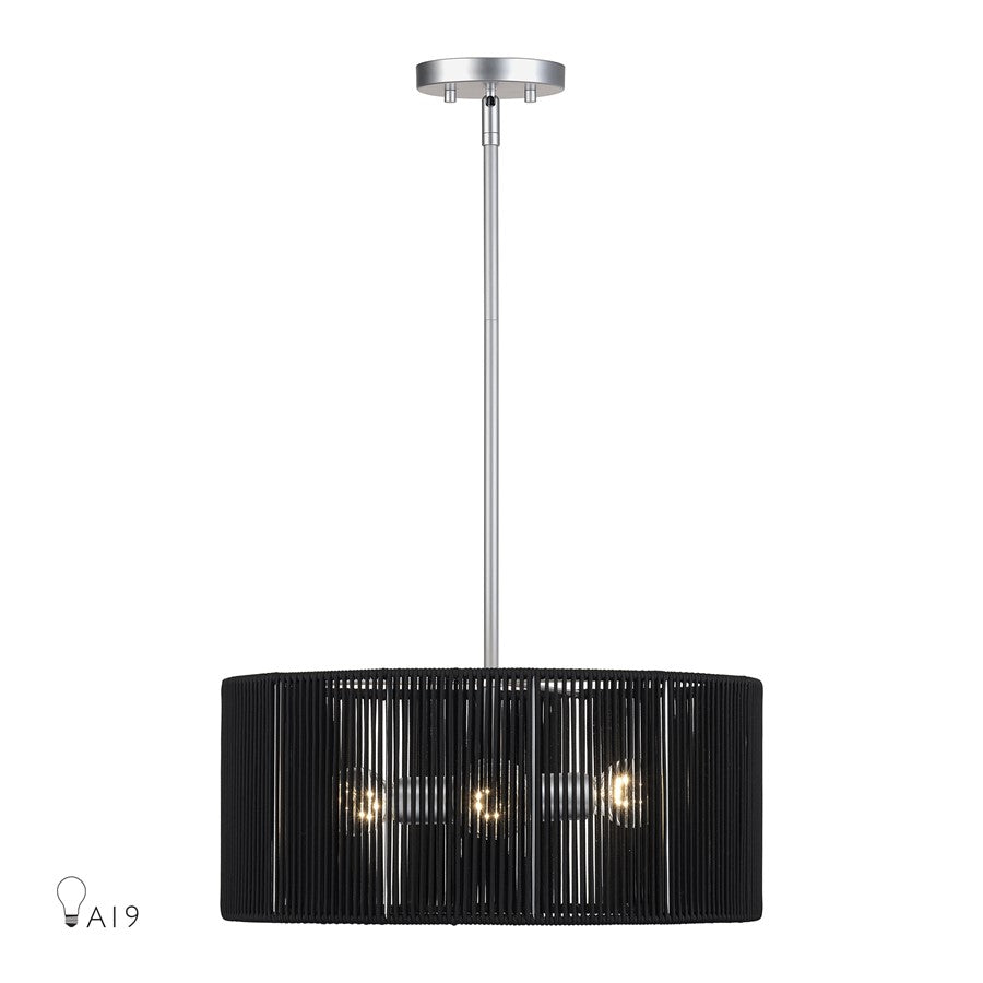 Livex Acordia 3Lt Pendant Chandelier, Nickel/Parisian Polyester - 60246-81