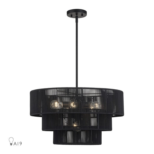 Livex Acordia 6Lt Pendant Chandelier, Black/Parisian Night Polyester - 60247-04