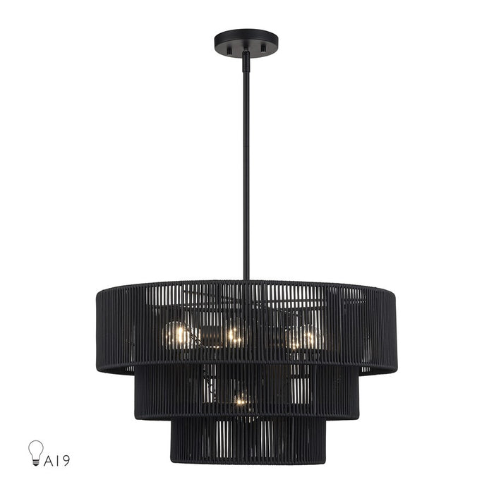 Livex Acordia 6Lt Pendant Chandelier, Black/Parisian Night Polyester - 60247-04