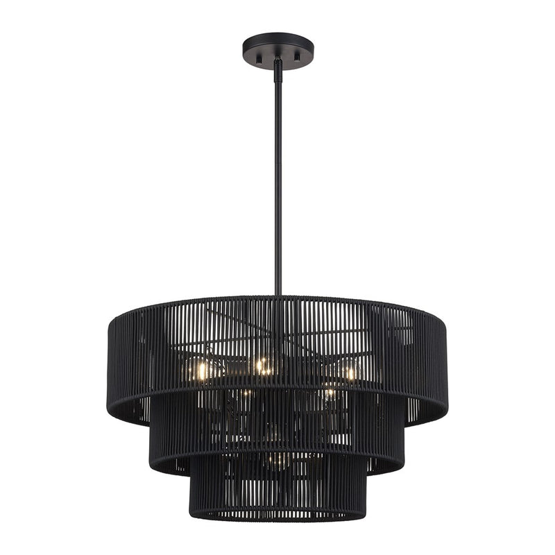 Livex Acordia 6Lt Pendant Chandelier, Black/Parisian Night Polyester