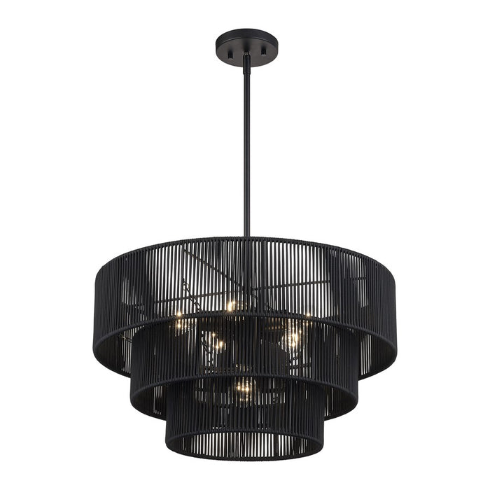 Livex Acordia 6Lt Pendant Chandelier, Black/Parisian Night Polyester