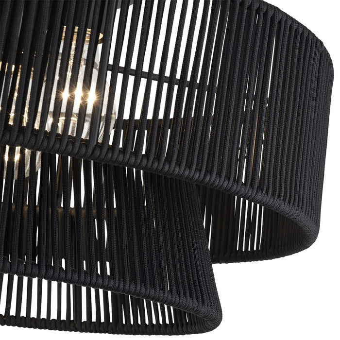 Livex Florell 3Lt 15" Dia Semi-Flush, Black/Parisian Polyester