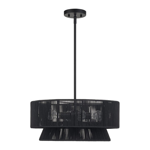 Livex Florell 4Lt Pendant Chandelier, Black/Parisian Night Polyester