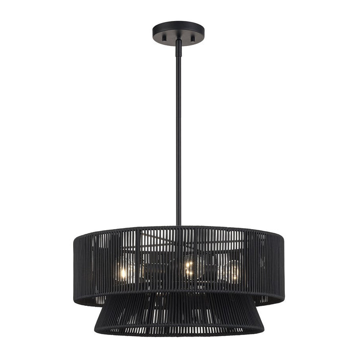 Livex Florell 4Lt Pendant Chandelier, Black/Parisian Night Polyester