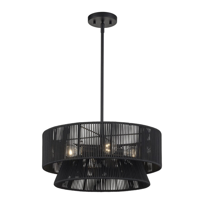 Livex Florell 4Lt Pendant Chandelier, Black/Parisian Night Polyester