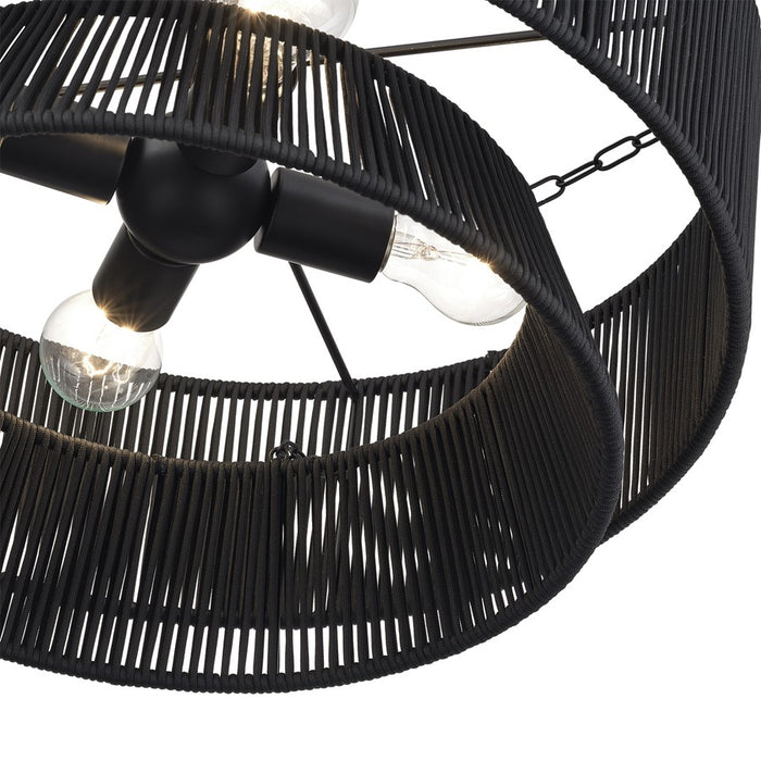 Livex Florell 4Lt Pendant Chandelier, Black/Parisian Night Polyester