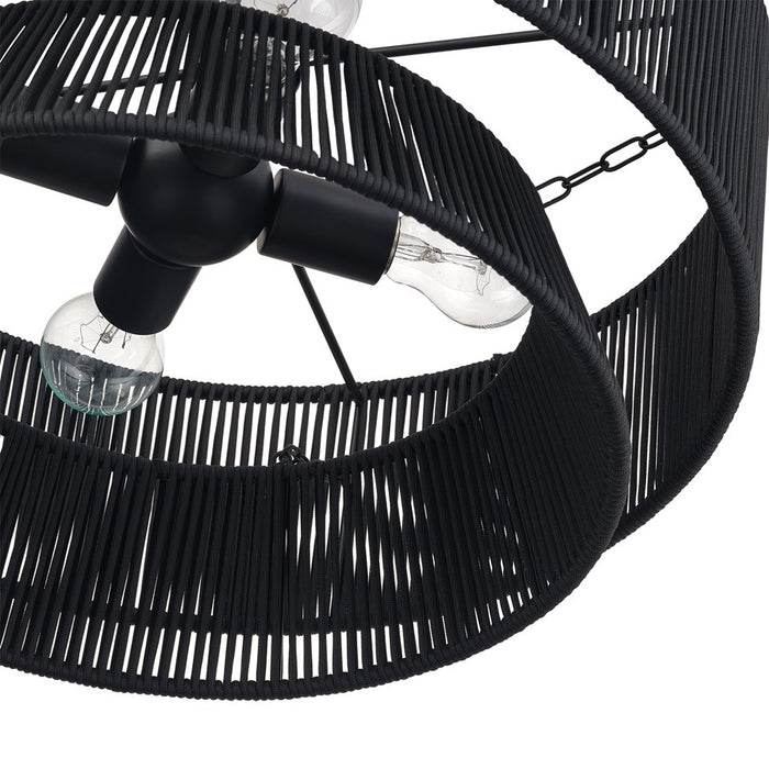 Livex Florell 4Lt Pendant Chandelier, Black/Parisian Night Polyester