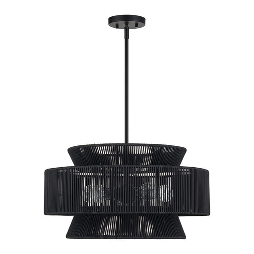 Livex Florell 5Lt Pendant Chandelier, Black/Parisian Night Polyester