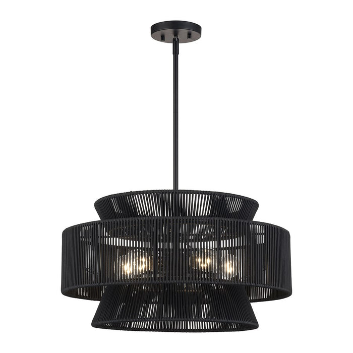 Livex Florell 5Lt Pendant Chandelier, Black/Parisian Night Polyester