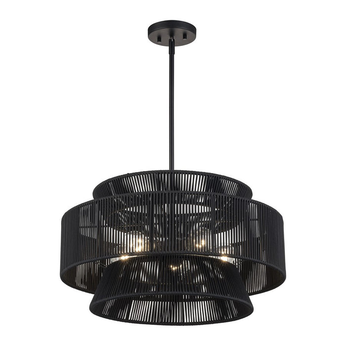 Livex Florell 5Lt Pendant Chandelier, Black/Parisian Night Polyester