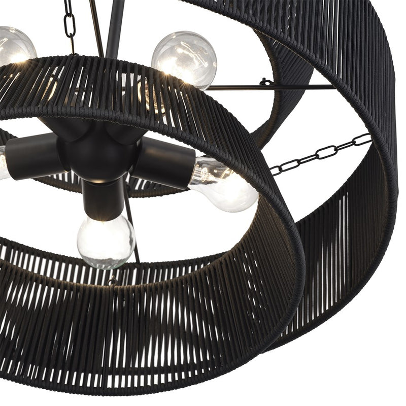 Livex Florell 5Lt Pendant Chandelier, Black/Parisian Night Polyester