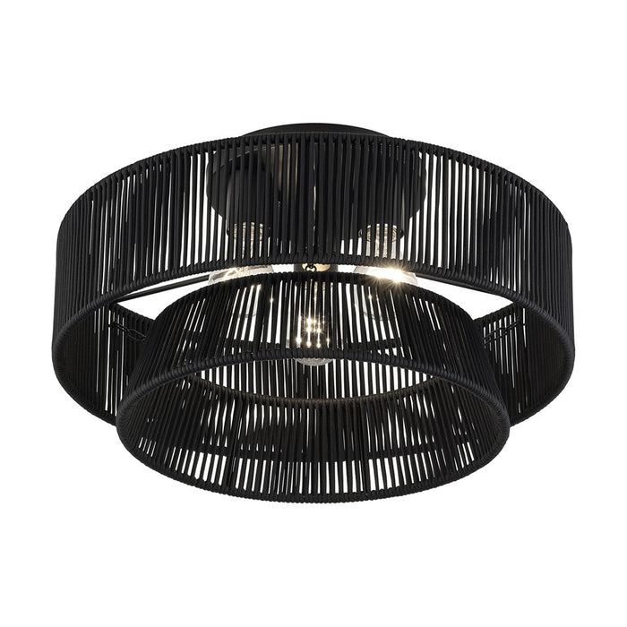 Livex Florell 3Lt 18" Dia Semi-Flush, Black/Parisian Polyester