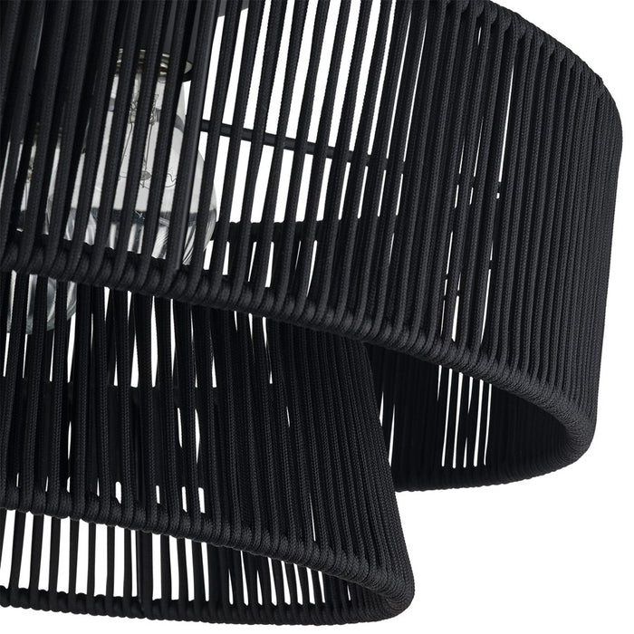 Livex Florell 3Lt 18" Dia Semi-Flush, Black/Parisian Polyester