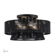 Livex Florell 4Lt 21" Dia Semi-Flush, Black/Parisian Polyester - 60257-04