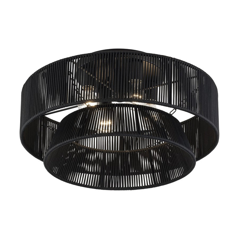 Livex Florell 4Lt 21" Dia Semi-Flush, Black/Parisian Polyester