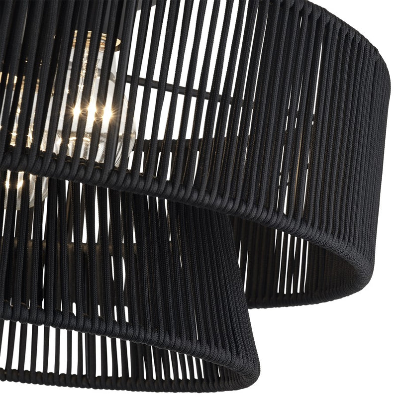 Livex Florell 4Lt 21" Dia Semi-Flush, Black/Parisian Polyester