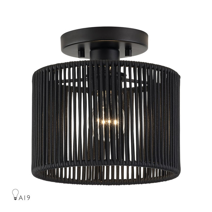 Livex Acordia 1Lt 8.5" Dia Semi-Flush, Black/Parisian Polyester - 60264-04