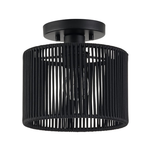 Livex Acordia 1Lt 8.5" Dia Semi-Flush, Black/Parisian Polyester