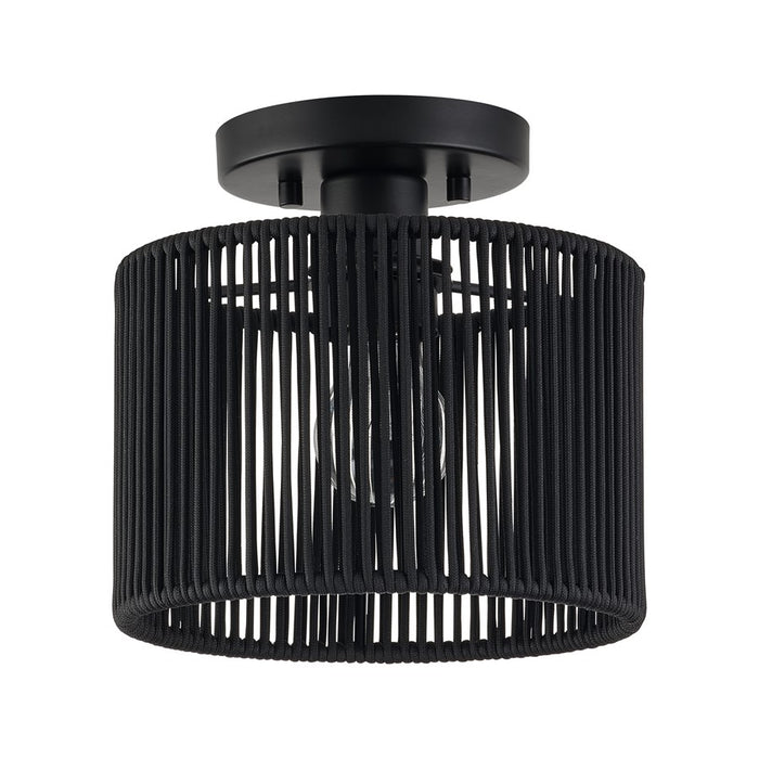 Livex Acordia 1Lt 8.5" Dia Semi-Flush, Black/Parisian Polyester