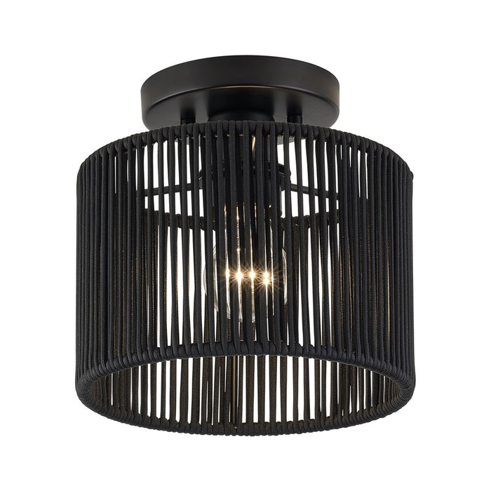 Livex Acordia 1Lt 8.5" Dia Semi-Flush, Black/Parisian Polyester