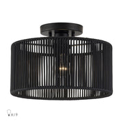 Livex Acordia 1Lt 12" Dia Semi-Flush, Black/Parisian Polyester - 60265-04