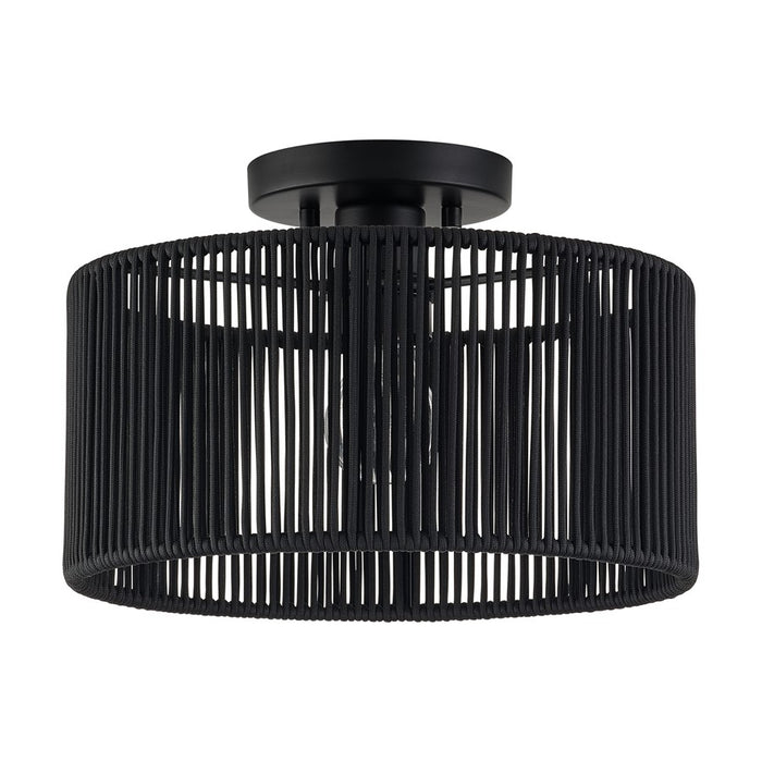 Livex Acordia 1Lt 12" Dia Semi-Flush, Black/Parisian Polyester