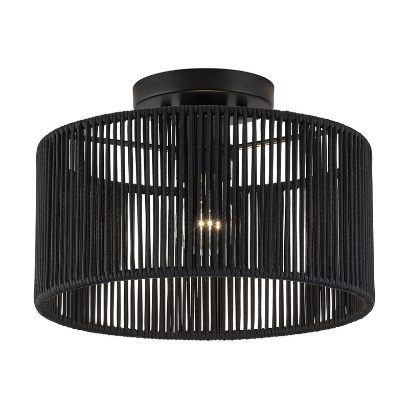 Livex Acordia 1Lt 12" Dia Semi-Flush, Black/Parisian Polyester