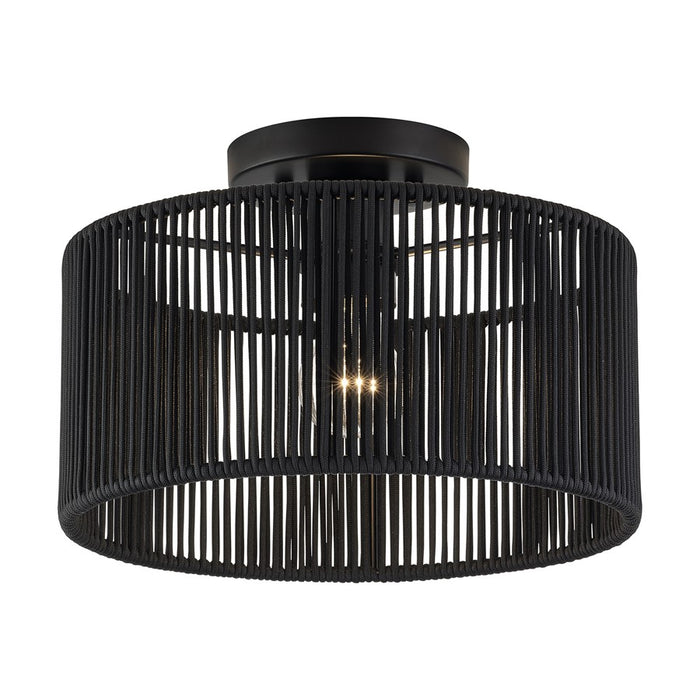 Livex Acordia 1Lt 12" Dia Semi-Flush, Black/Parisian Polyester