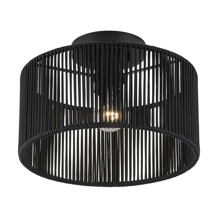 Livex Acordia 1Lt 12" Dia Semi-Flush, Black/Parisian Polyester