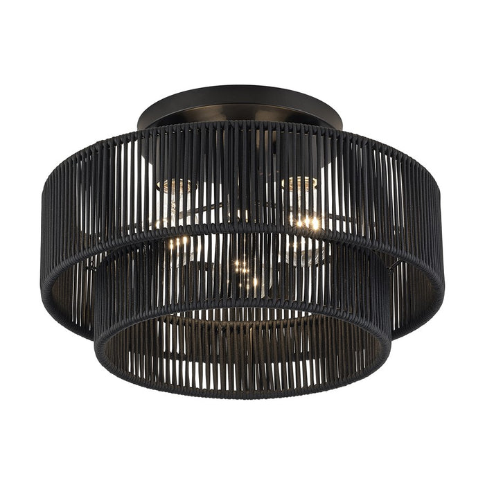 Livex Acordia 3Lt 15" Dia Semi-Flush, Black/Parisian Polyester