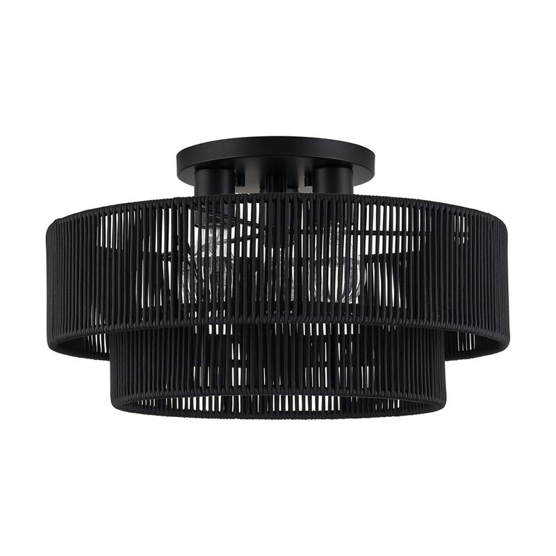 Livex Acordia 3Lt 18" Dia Semi-Flush, Black/Parisian Polyester