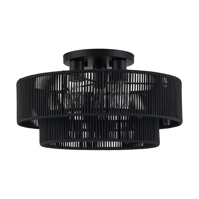 Livex Acordia 3Lt 18" Dia Semi-Flush, Black/Parisian Polyester