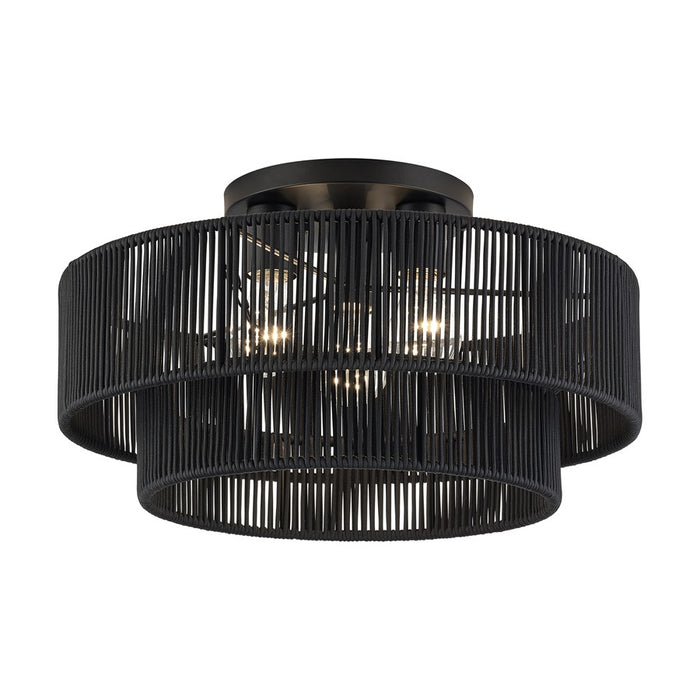 Livex Acordia 3Lt 18" Dia Semi-Flush, Black/Parisian Polyester