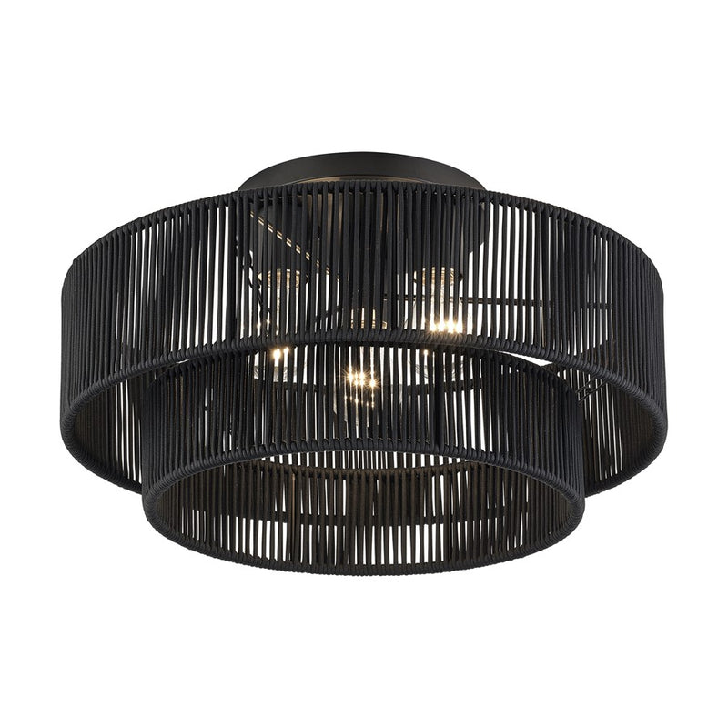 Livex Acordia 3Lt 18" Dia Semi-Flush, Black/Parisian Polyester