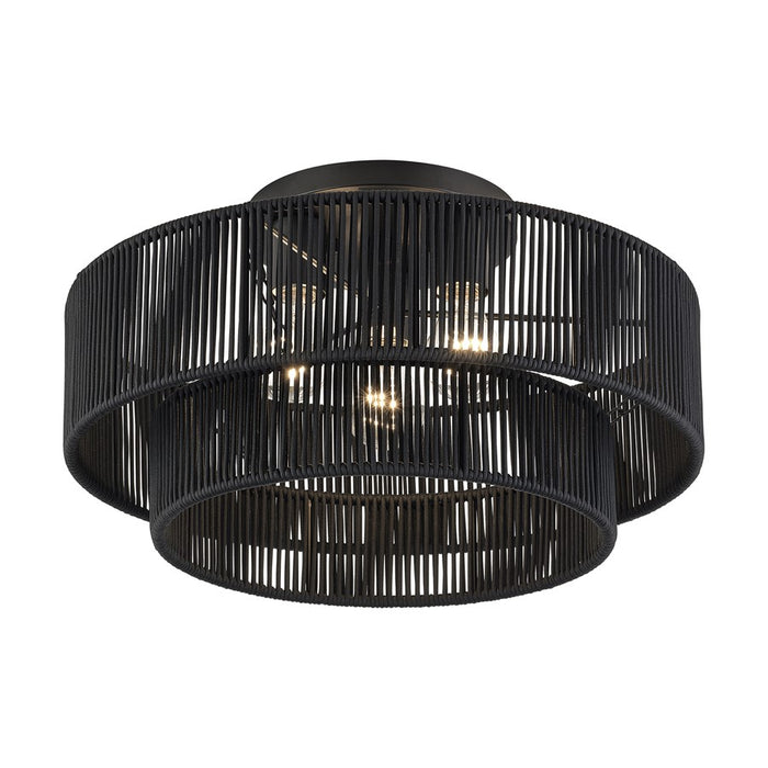Livex Acordia 3Lt 18" Dia Semi-Flush, Black/Parisian Polyester