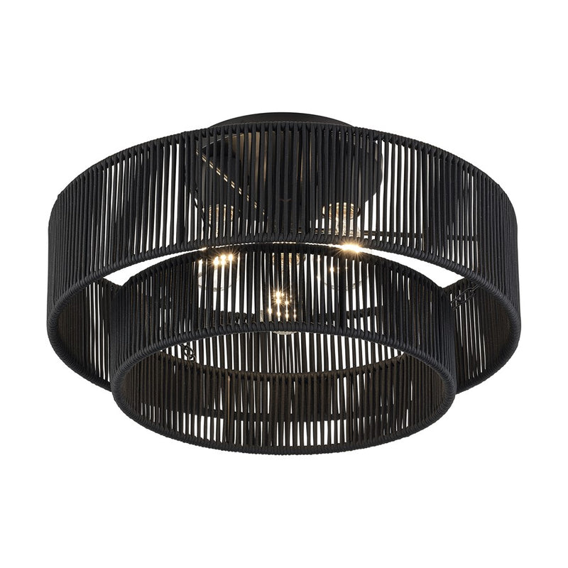 Livex Acordia 3Lt 18" Dia Semi-Flush, Black/Parisian Polyester