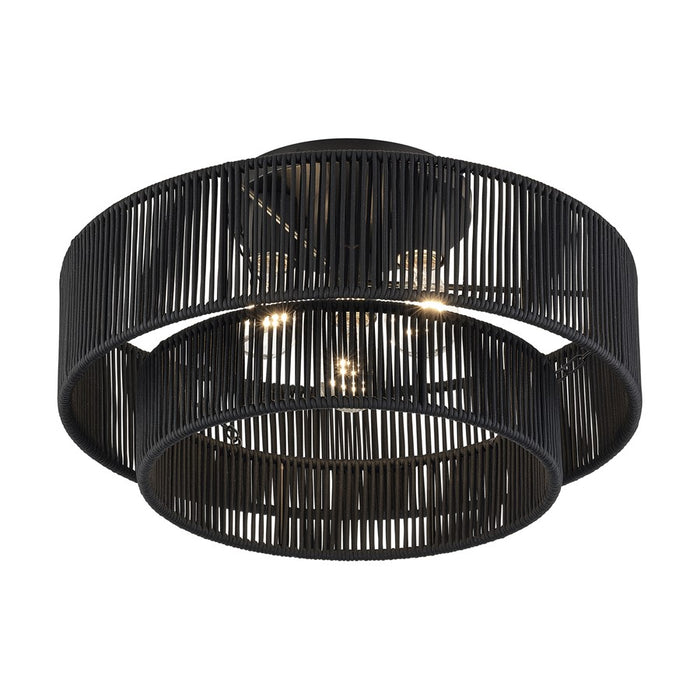 Livex Acordia 3Lt 18" Dia Semi-Flush, Black/Parisian Polyester