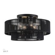 Livex Acordia 4Lt 21" Dia Semi-Flush, Black/Parisian Polyester - 60268-04